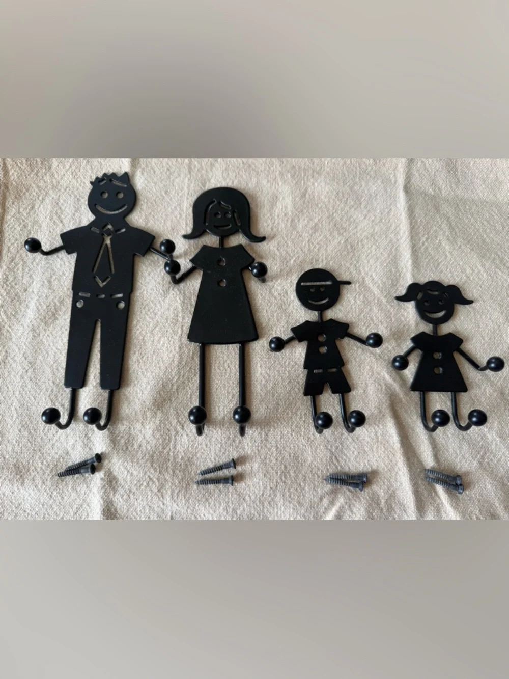 Dorman Black Family Wall Hooks - Set of 4 Silhouette Hangers